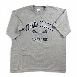 Vintage 90s Ithaca College Lacrosse T-Shirt XX-Large Gray Heather Made in USA